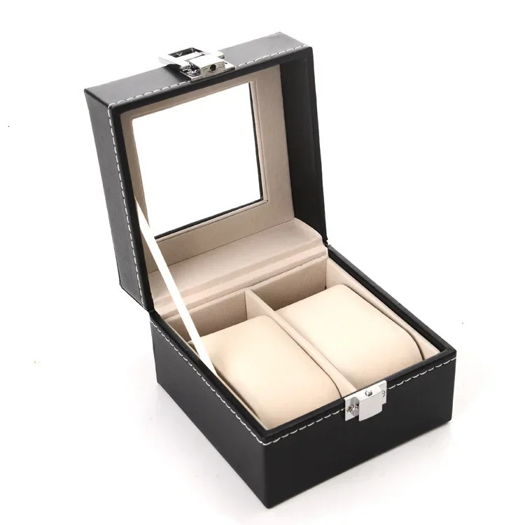 6-slot PU leather watch display storage watch box holder organizer black watch holder display box 241112