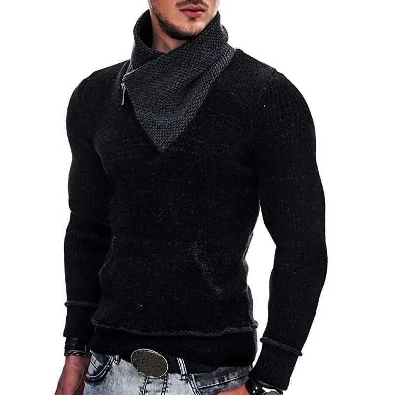 Autumn and Winter Mens Casual Solid Turtle Neck Mens Sweater Long Sleeve Knitted Sweater Pulling Flower Mens Ultra Thin Mens Jumper W2411111