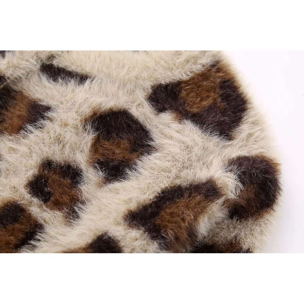 shanshi fur coat women Autumn New Product Animal Pattern Jacquard Artificial Fur Knitted Coat for Women