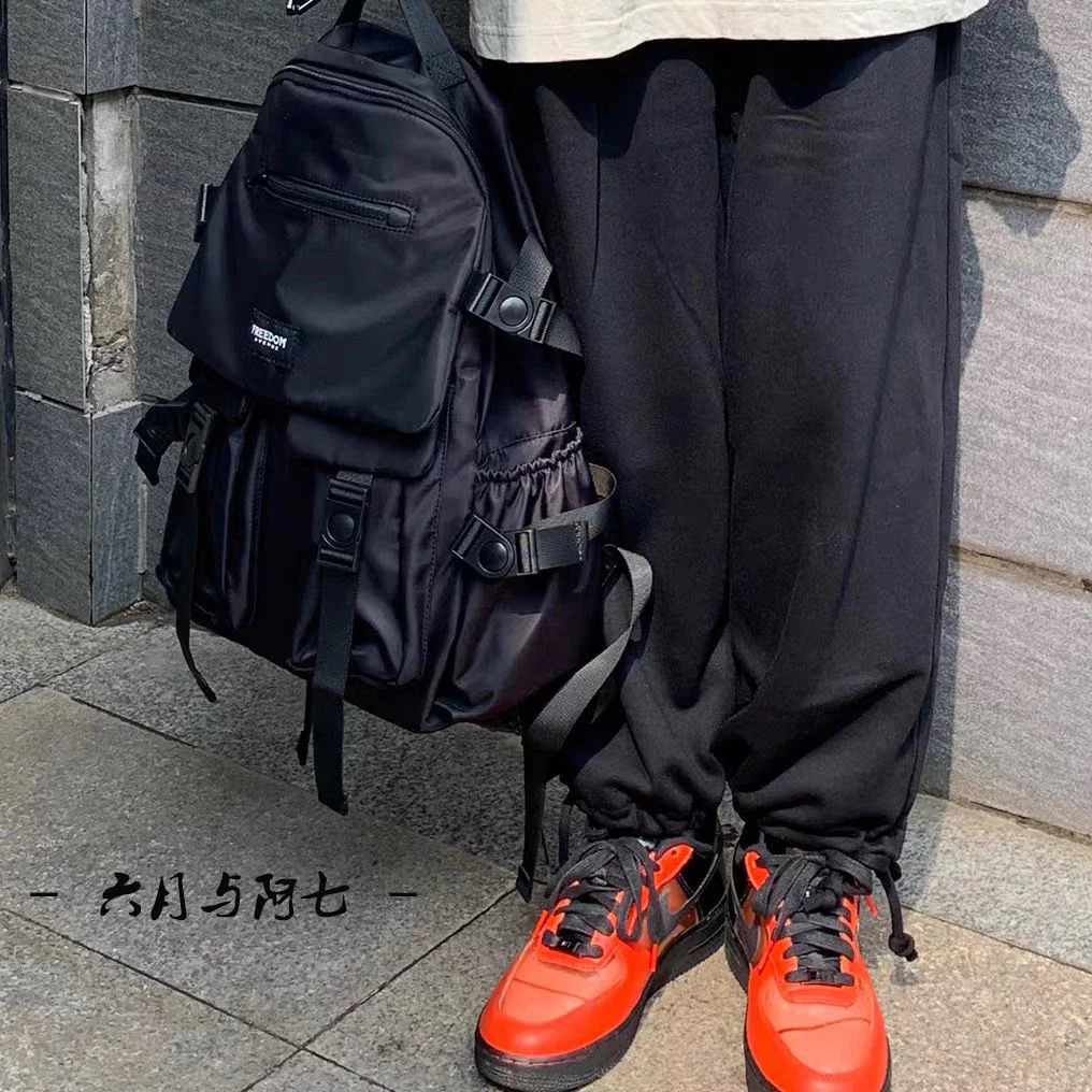 Womens Bag Trend Techwear Harajuku Nylon Large Capacity Aesthetic Gothic School Backpack Womens Motorcycle Rucksack 241111