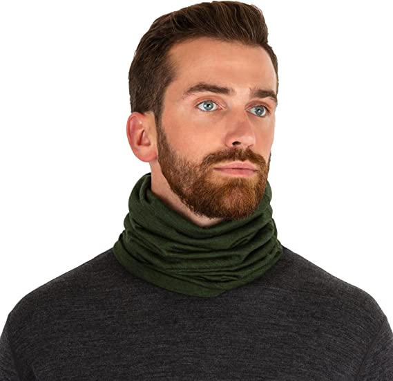 Unisex Merino Wool Ski Neck Gaiter Face Mask Neck Warmer for Men Women 100% Merino Wool Lightweight Thermal Headwear Wool Scarf 308d0