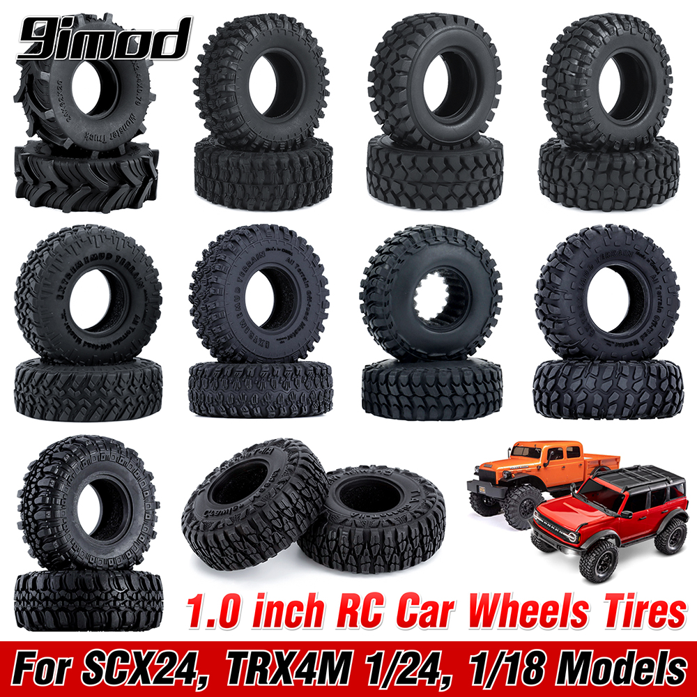 1.0 inch RC Tires 4pcs Rubber Wheel Tyre for 1/18 TRX4M 1/24 Axial SCX24