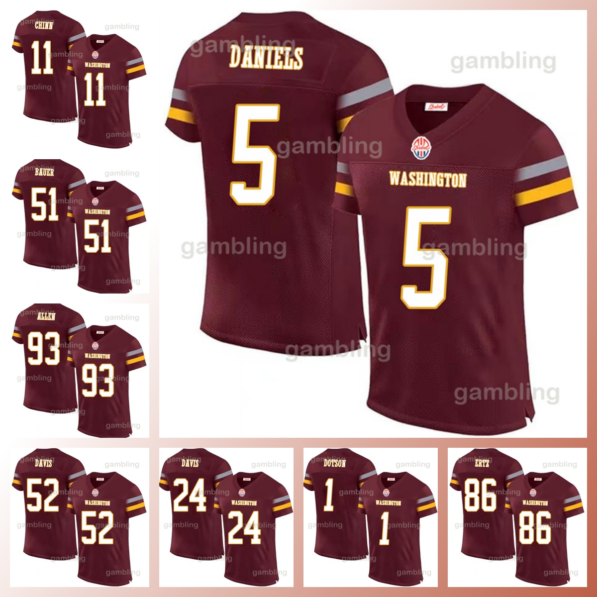 Men/Youth Football Jersey Jayden Daniels Terry McLaurin JerzhanN ewton Jahan Dotson Bobby Wagner Stitched American Football Jersey