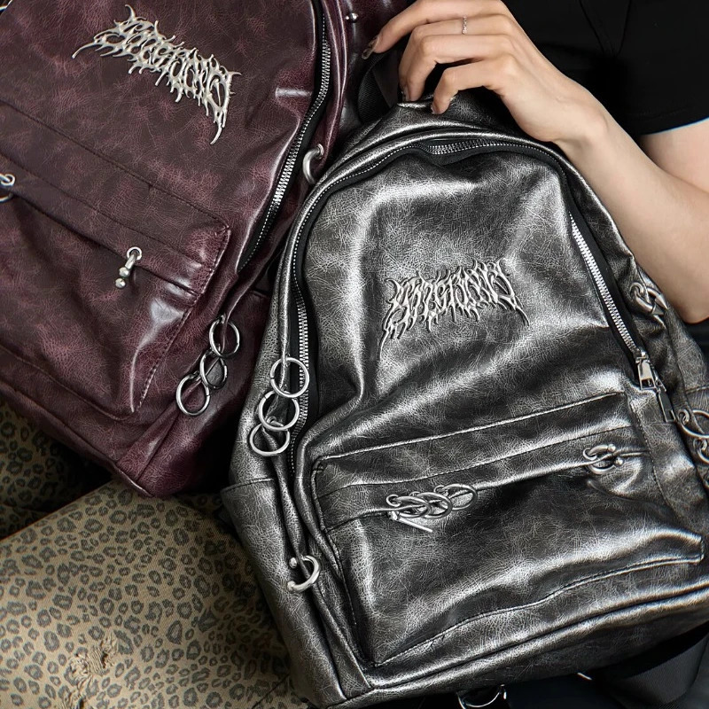 Personalized punk gothic womens backpack Y2k fashion trend retro backpack fully matched fashionable casual backpack 241111
