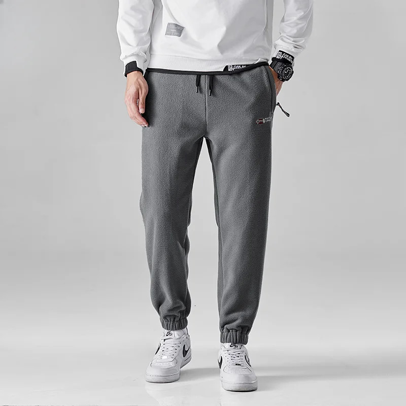 Mens wool sports pants winter thick double-sided wool casual mens jogging pants 241111