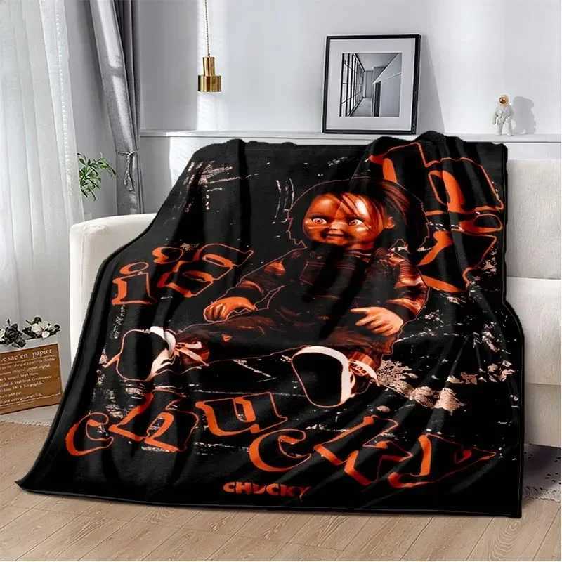 3D Horror Movie Character Chucky Saw Cartoon Area Blanket Fashion Soft Cozy Living room Bedroom Sofa Bed Travel BlanketXJ241210
