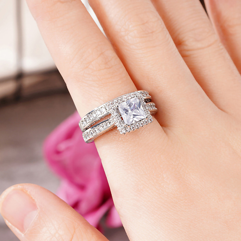 Choucong Handmade Wedding Rings Vintage Jewelry Gold Fill Princess Cut White Cubic Zircon CZ Dia Party Eternity Women Fashion Couple Ring Set Gift d3f