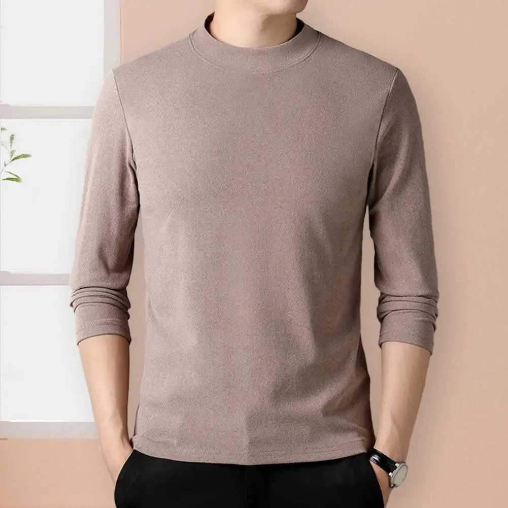 Mens top Basic turtle neck ultra-thin sportswear stylish and breathable warm long sleeved elegant top W2411111