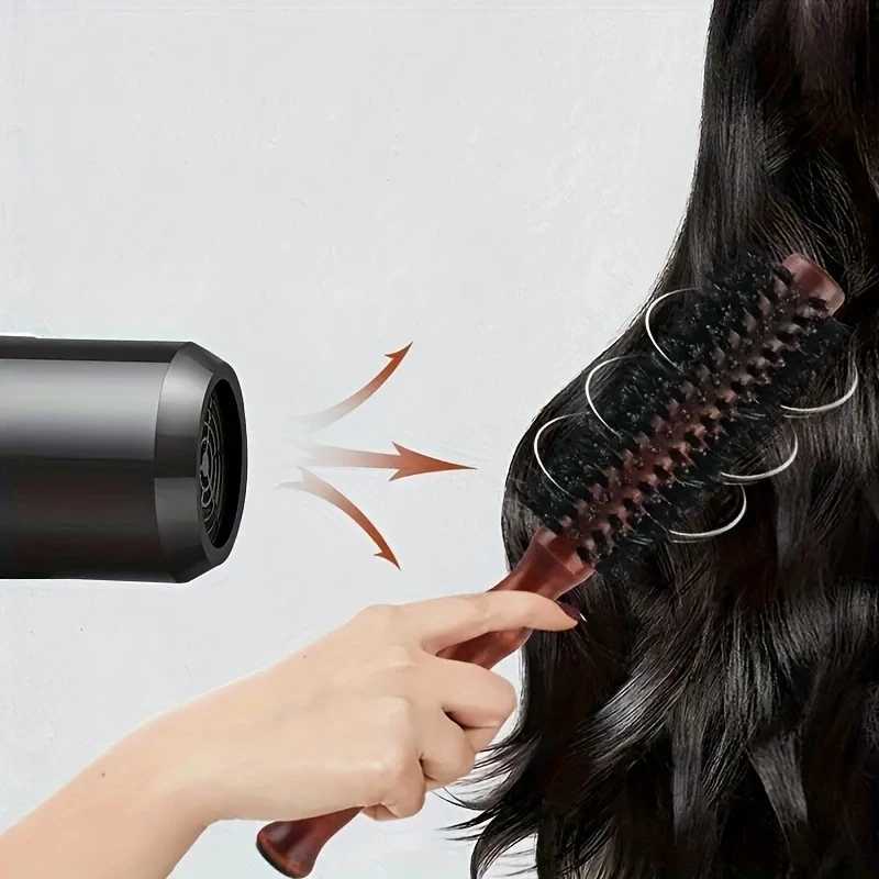 No.3 straight diagonal hair comb natural pig mane curly hair brush round bucket hair dryer DIY styling tool for curly hair W241112