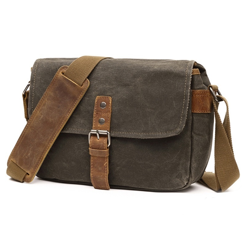 Men Vintage Oil Waxed Canvas Shoulder Bags Shockproof DSLR Camera Bag Waterproof messenger casual Crossbody for men c1828
