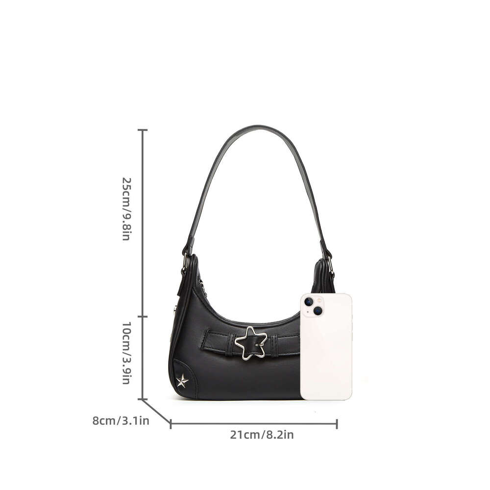 Summer new retro cowboy star girl senior sense one shoulder oblique straddle small hand armpit crescent bag