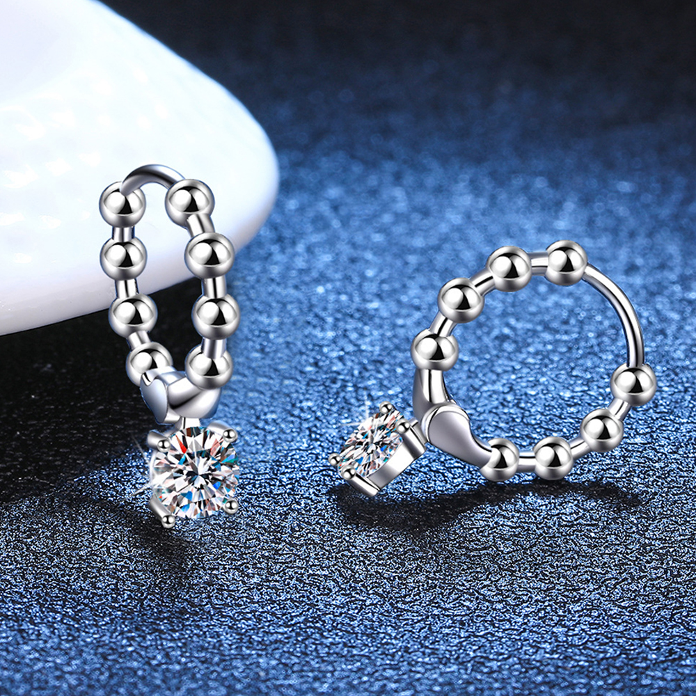 Serenity Day 1cttw 2 Stones Real D Color 5mm Full Moissanite Hoop Earrings For Women Gift S Sterling Sier Stud Fine Jewelry db4ec 5 2f9ae