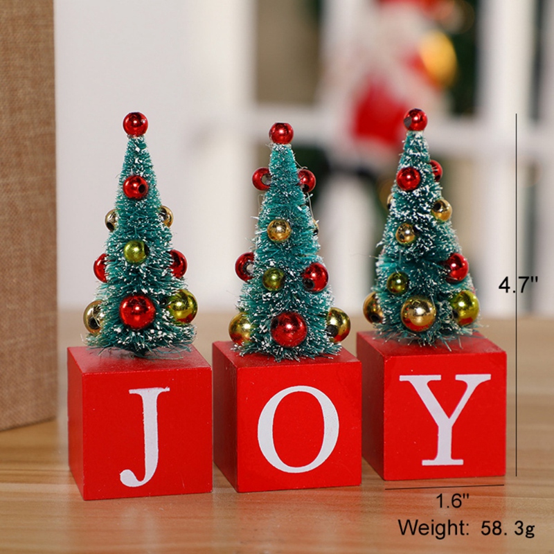 Tabletop Christmas Tree Wooden JOY XMAS NOEL Artificial Mini Christmas Tree Christmas Decorations for Desktop Ornaments ce2d1