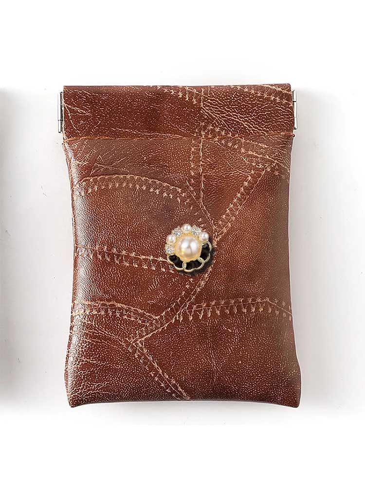 PU Key Wallet - Car Key Bag - Large Capacity Anti-Scratch Realist Gold Crystal Decor Dangle 5f361