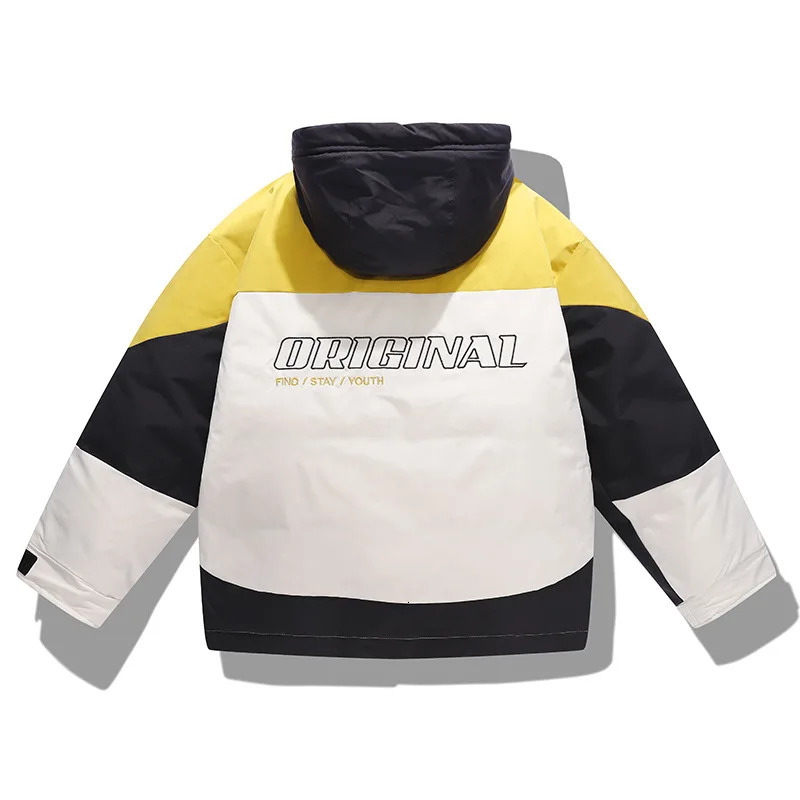 Mens Winter Puffer Jacket Thicken Winter Coat Warm Outwear Hood Patchwork Color Coat Plus Size 4XL Down Jacket Mans Winter 241111