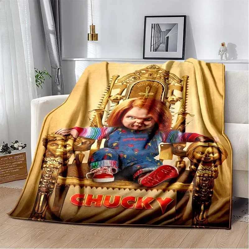3D Horror Movie Character Chucky Saw Cartoon Area Blanket Fashion Soft Cozy Living room Bedroom Sofa Bed Travel BlanketXJ241210