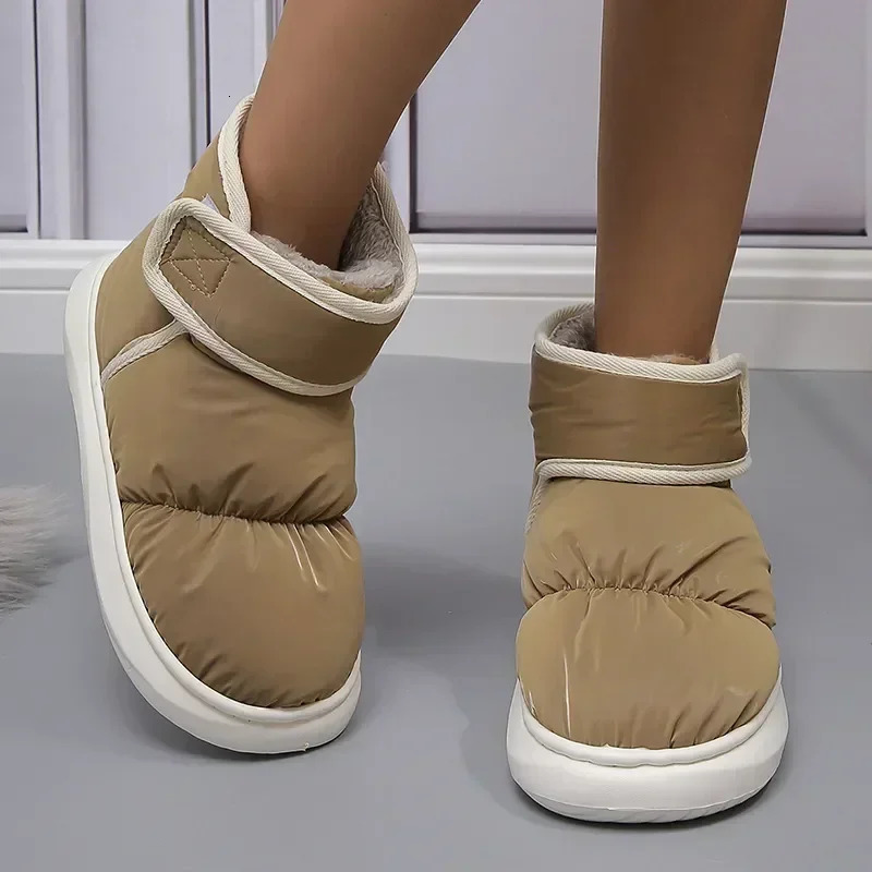 Winter Warm Thicken Plush Waterproof Snow Boots Women Non Slip Thick Bottom Cotton Padded Ankle Boots Outdoor Woman Shoes 2024 241112