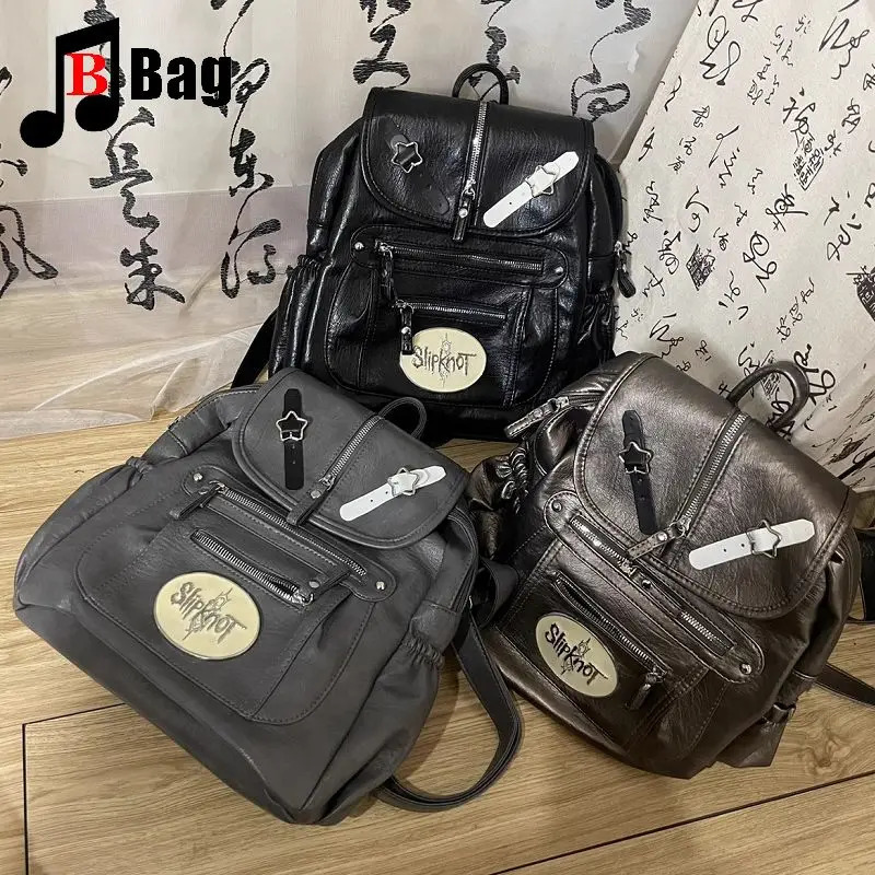 Y2K Gothic Womens Punk Handbag Harajuku Retro Motorcycle Shoulder Leather British Feng Shui Laundry Backpack Handbag 241111