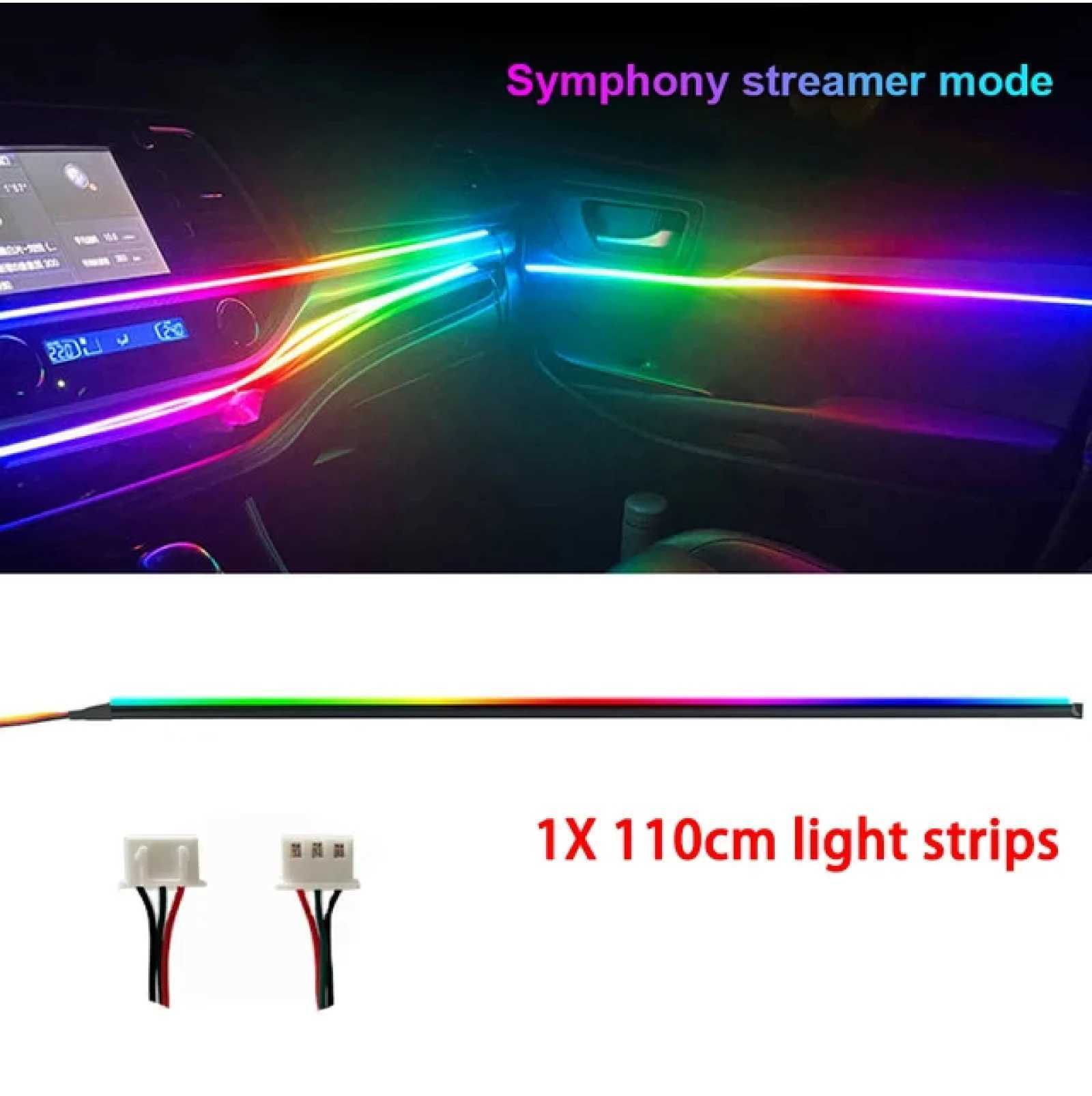 For 18/22 in 1 LED Car Interior Ambient Strip light Symphony Fiber Optic Atmosphere Lamp support APP Control Car AccessoriesLX241112
