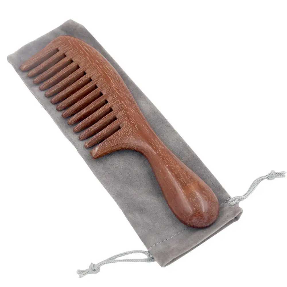 Green Sandalwood Wide Toothed Comb - Anti static Comb Red Sandalwood Wide Toothed and Fine Toothed Comb W241112