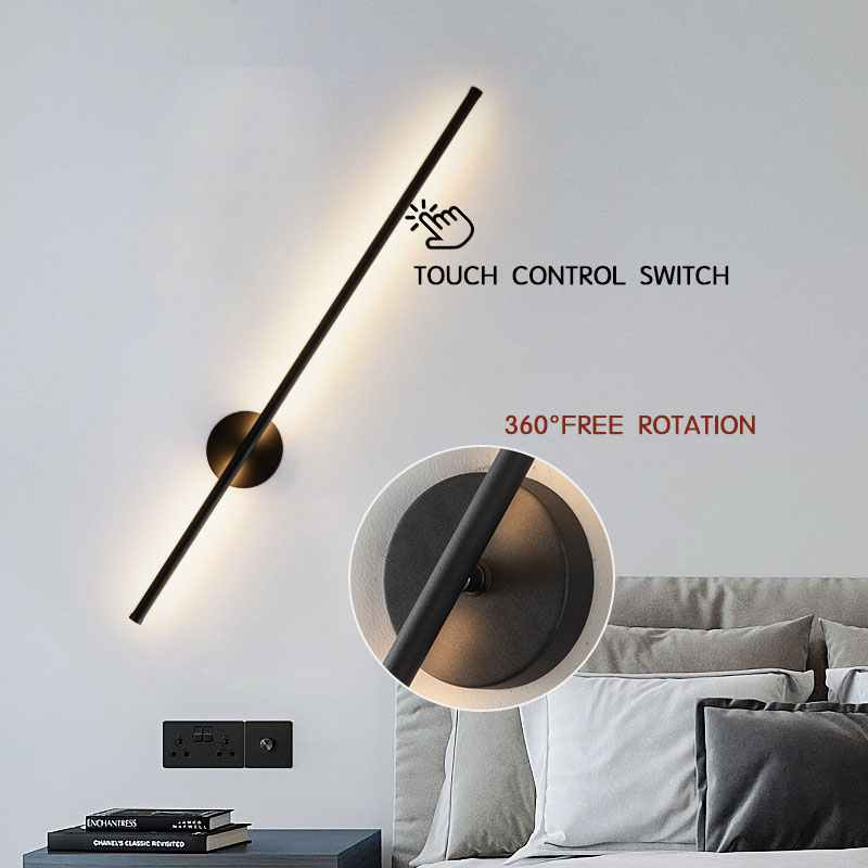 Nordic 360° Rotatable LED Wall Lights Touch Dimmable Wall Lamps for TV Background 8w 12w 16w 20w Interior Lighting Fixture Home