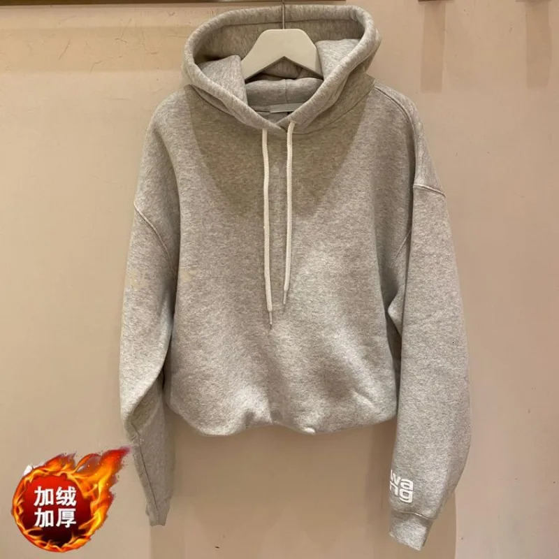 Autumn Winter Men Trendy Letter Print Simple Casual Fleece Hooded Sweatshirts Y2K Male Korean Long Sleeve Loose Pullover Hoodies 241111
