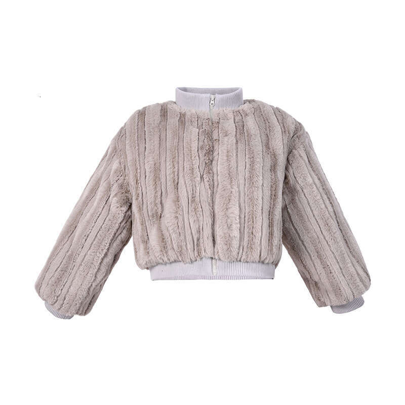 shanshi fur coat women Autumn and winter rabbit short standing collar striped imitation fur plush warm jacket for women