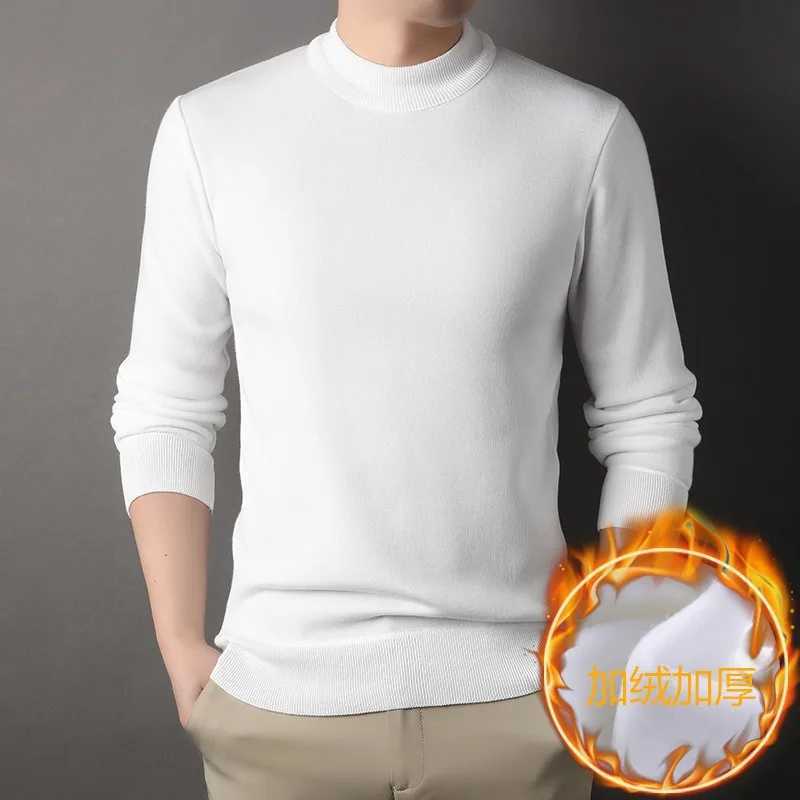 Autumn/Winter Cashmere Sweater Mens Solid Color Pullover Mens Half Collar Knitted Sweater Wool Warm Mens Clothing W2411111