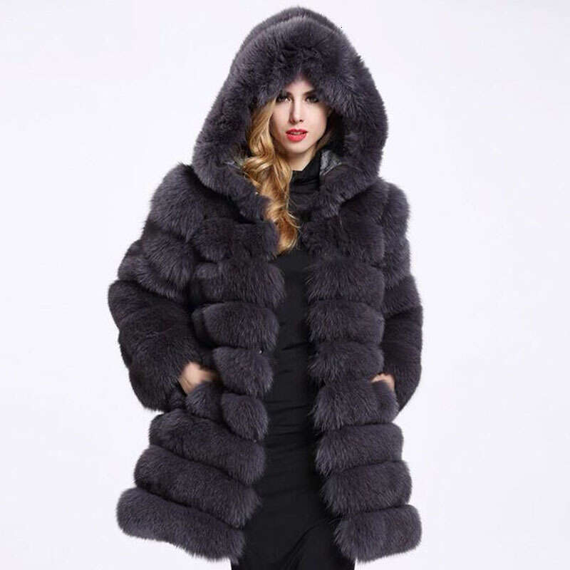 shanshi fur coat women Haining imitation fox new women's casual long sleeved fur coat