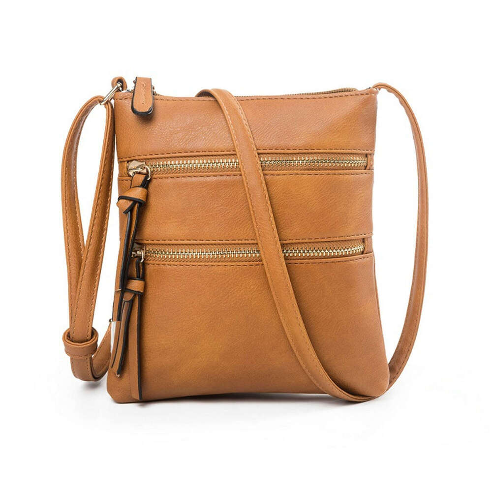Casual multi-functional pocket double zipper vertical women's shoulder crossbody bag