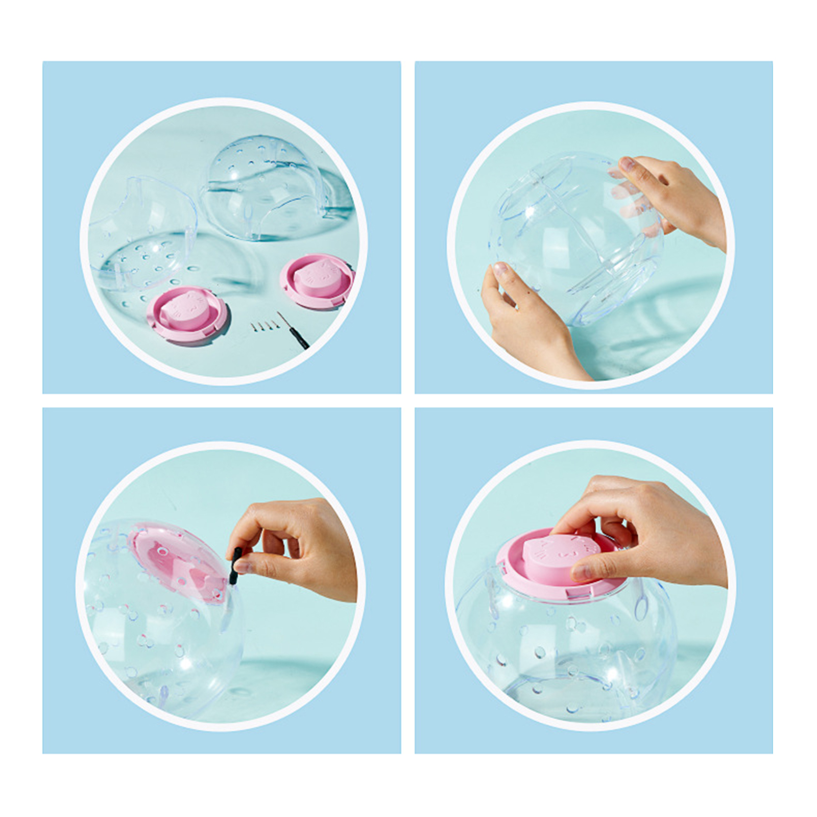 18cm Hamster Exercise Ball Gerbil Ball Wheel Hollowed Out Multifunctional Accessory Easily Install Transparent Small Animal Toy