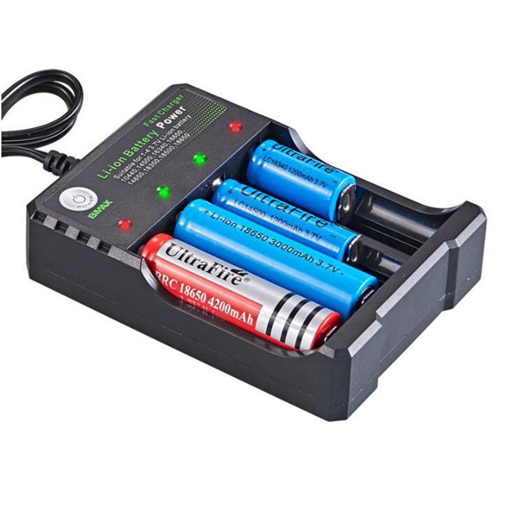 Authentic Bmax Battery Charger 4 BAY Slots Lithium Smart US EU Plug Charger for IMR 18350 18650 26650 21700 Universal Li-ion Rechargeable Batteries Ch
