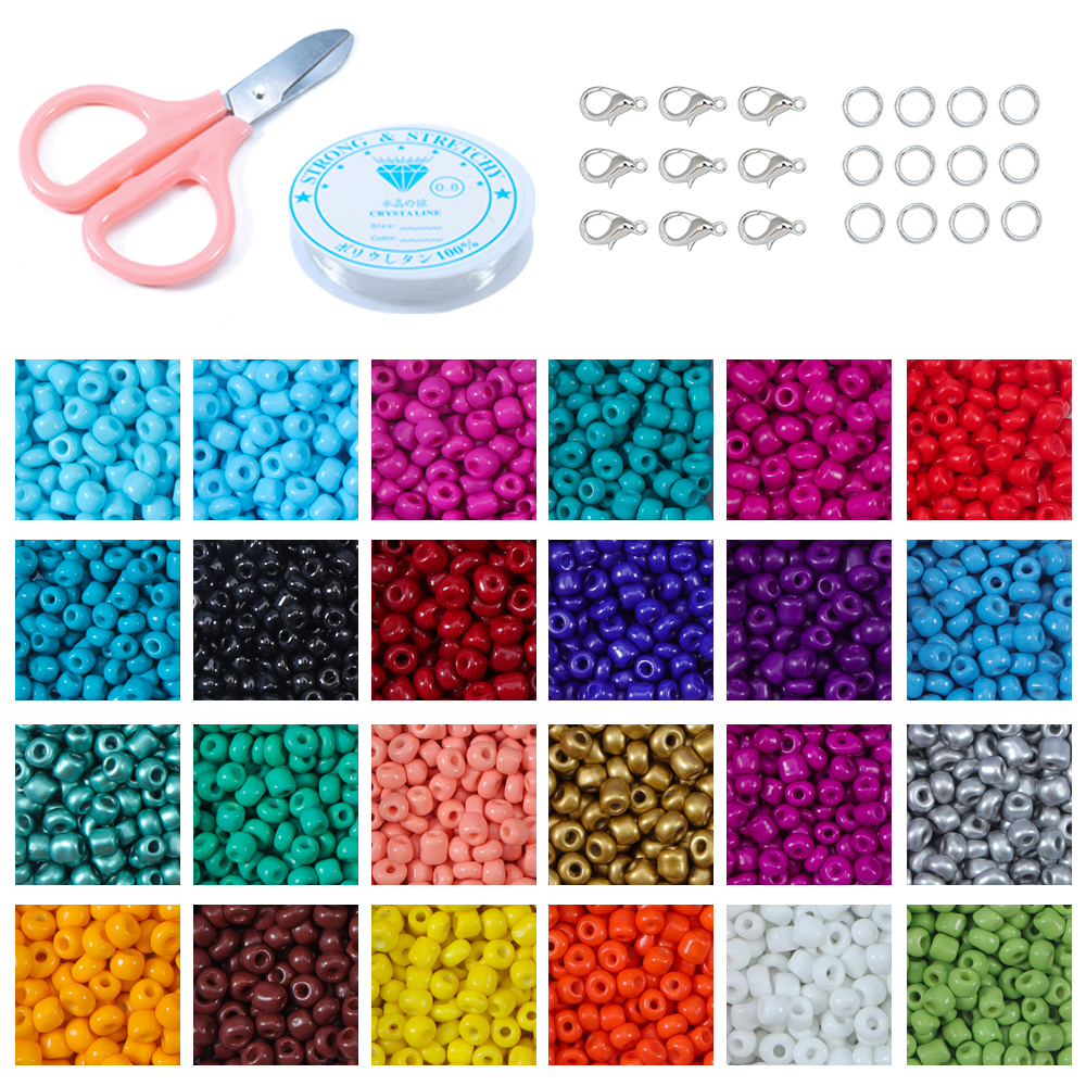 6000-22560pcs Glass Beads Seed Beads Baking Paint Peads Dyed Core Beads Set Beads Box For Diy Jewelry Making Accessories