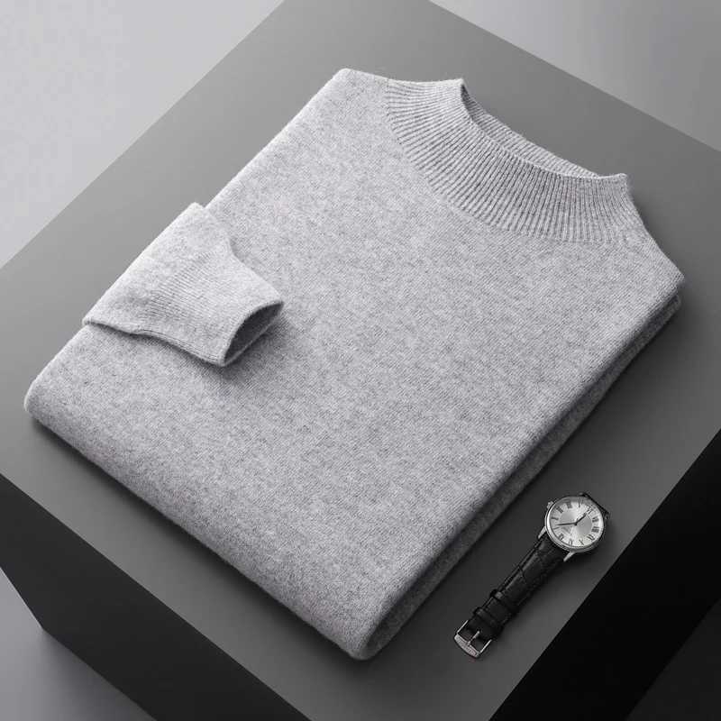 Autumn and Winter New Mens Cashmere Sweater Ready to Wear Half Collar Casual Sweater Pure Wool Knitted Shirt W2411111