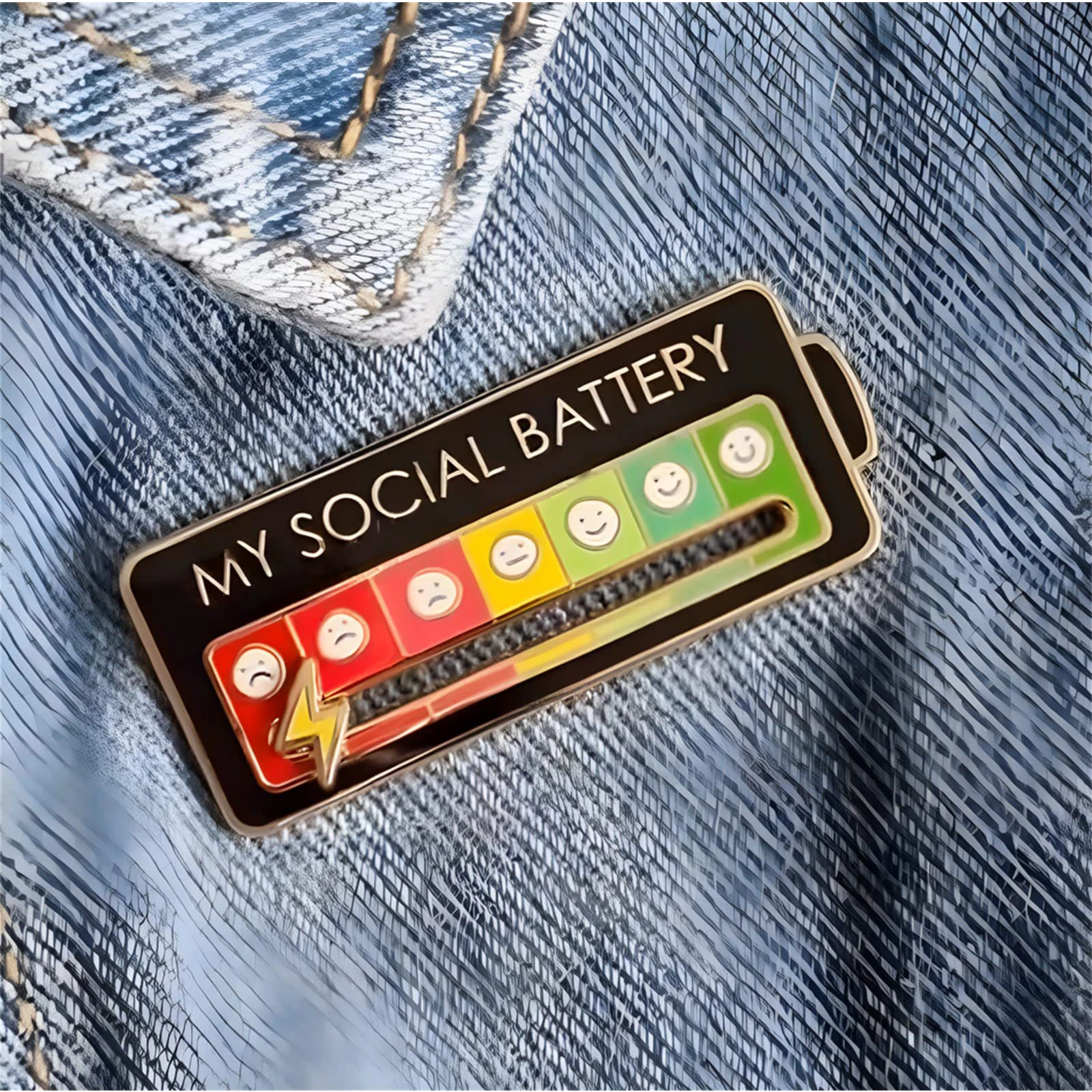 1-10Pcs My Social Battery Pin Enamel Pins Brooches Move To The Mood As You Artistic Brooch Pins Gift Suit Shirt Sister Jewelry