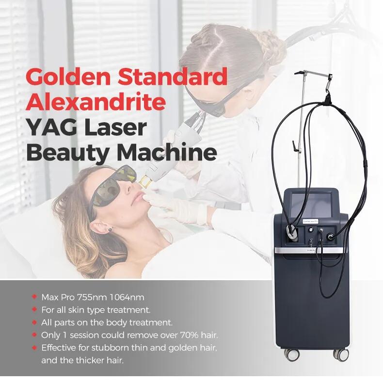 New Optical fiber hair removal laser 1064 755 long pulse nd yag laser hair removal machine alexandrite Laser Skin Rejuvenation beauty machine Two year