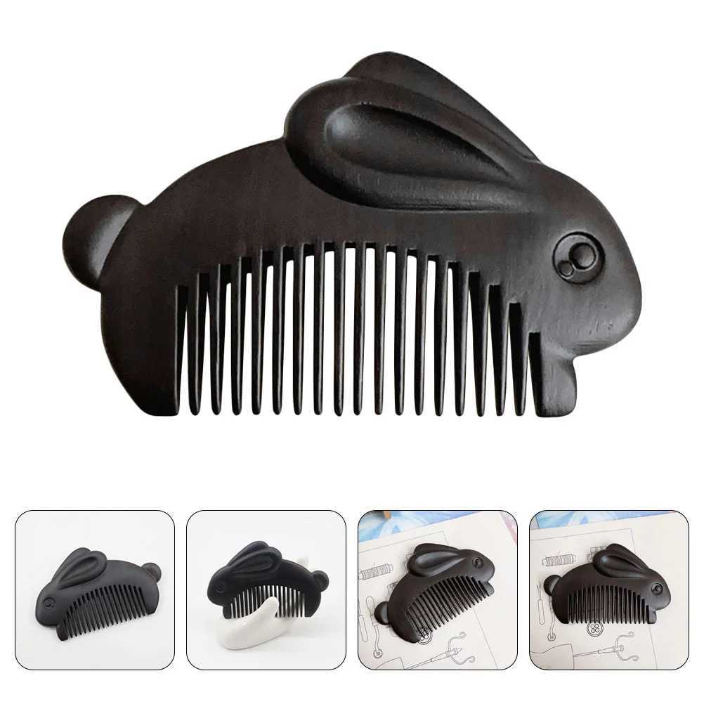 Bird Comb Bunny Travel Hairdressing Diffuser Female Wood Massage Black Wood Rabbit Design Miss W241112