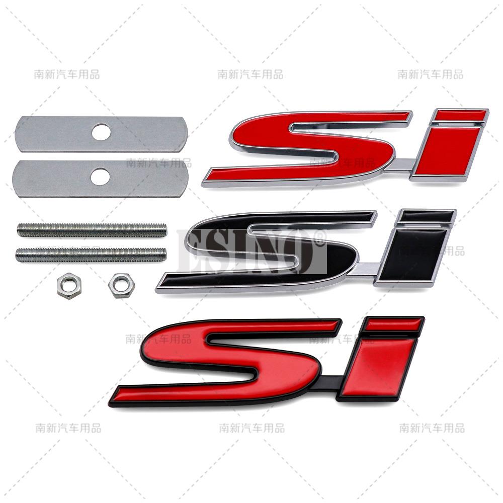 Car Styling 3D Metal Front Grill Chrome Zinc Alloy SI Emblem Badge Auto Accessory for Honda Civic Si