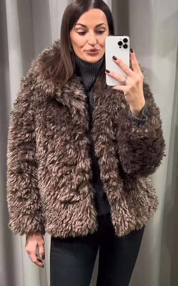 shanshi fur coat women autumn faux fur mid length coat outerwear women's clothing