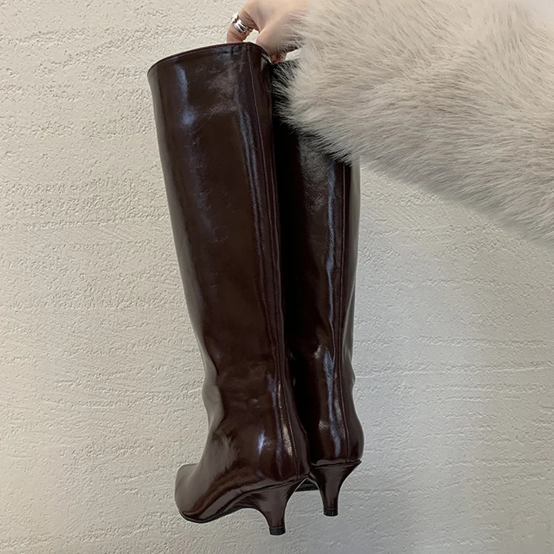Eilyken Winter Fashion Knee-High Boots Women Pointed Toe Elegant Thin Low Heel Casual Ladies Pumps Shoes Long Botas Mujer 241112
