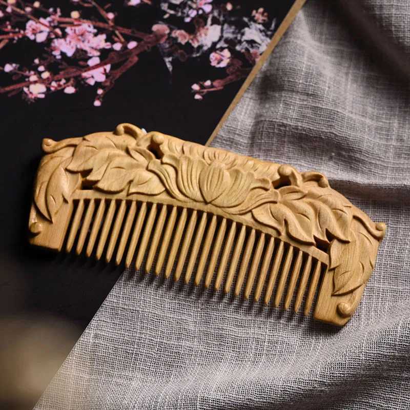 Wooden Comb Carving Phoenix Handmade Size Hair Brush Massage Hair Comb Female Gift Travel Natural Wooden Comb Thuja Portable W241112