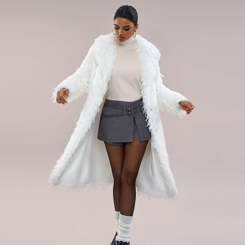 shanshi fur coat women White imitation ostrich grass long fur coat fashionable and trendy women's coat