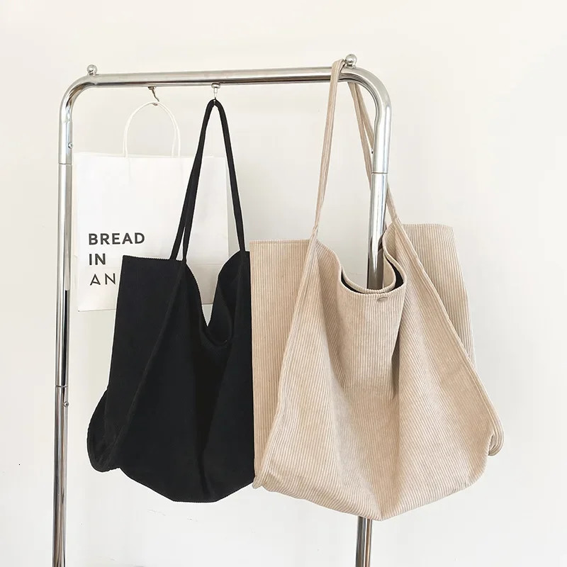 Large Corduroy Shoulder Womens Shopping Bag Cotton Fabric Fashion Canvas Handbag Shopping Bag Womens Handbag Travel Bag 241111