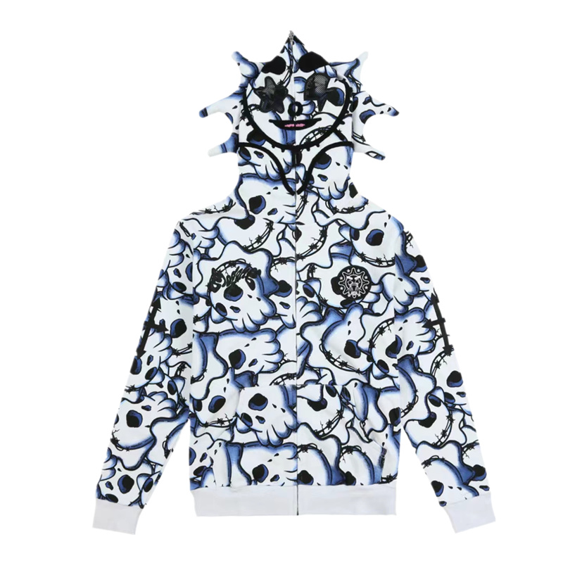 Full Zip Hoodie Y2k Casual Sweatshirt Jacket Harajuku American 2023 Retro Lazy Style Hoodie For Women Wen Loose Fun Multi Angle