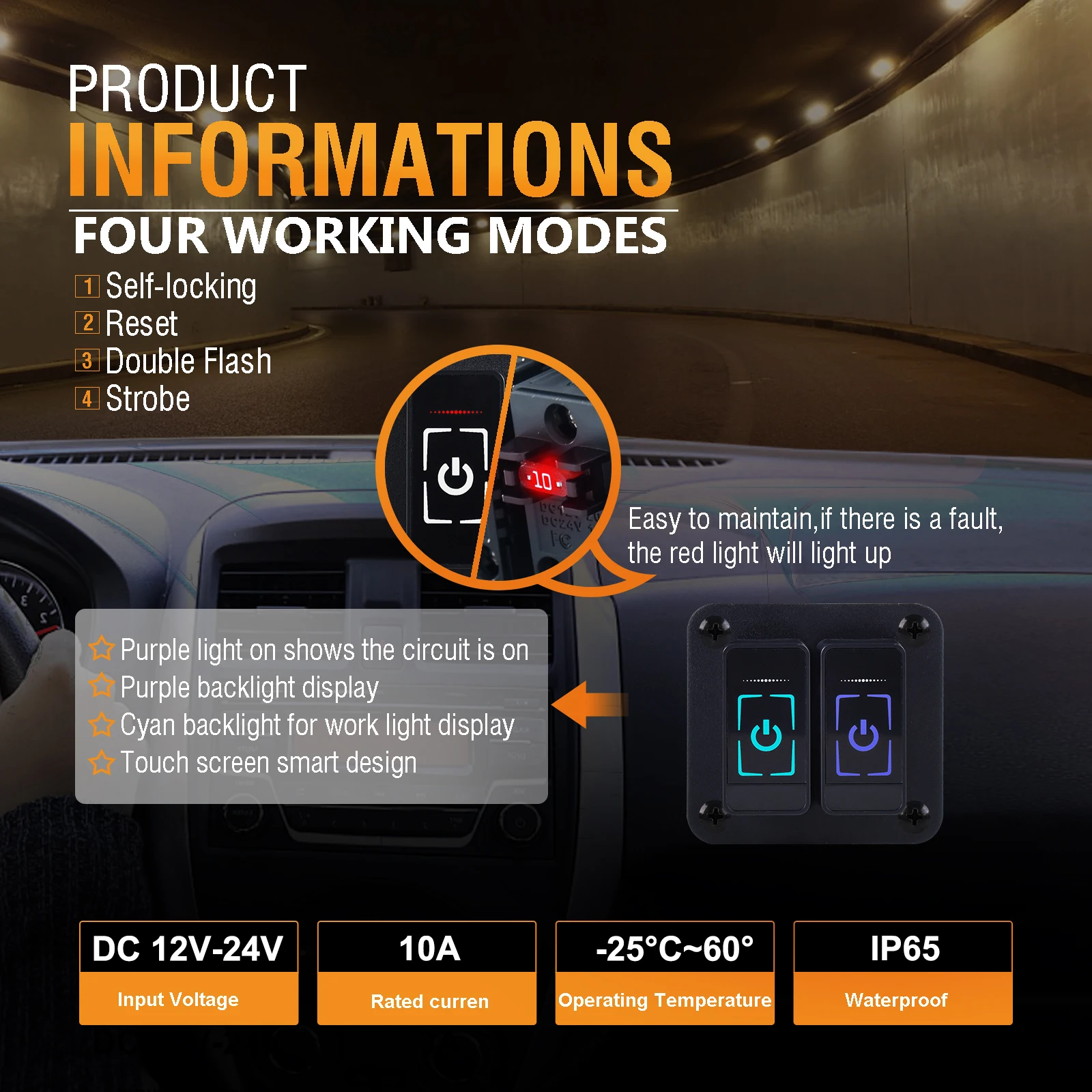 touch screen Rocker On-Off Control Switch Panel Universal Power Electronic Relay System for SUV CAMPER RV