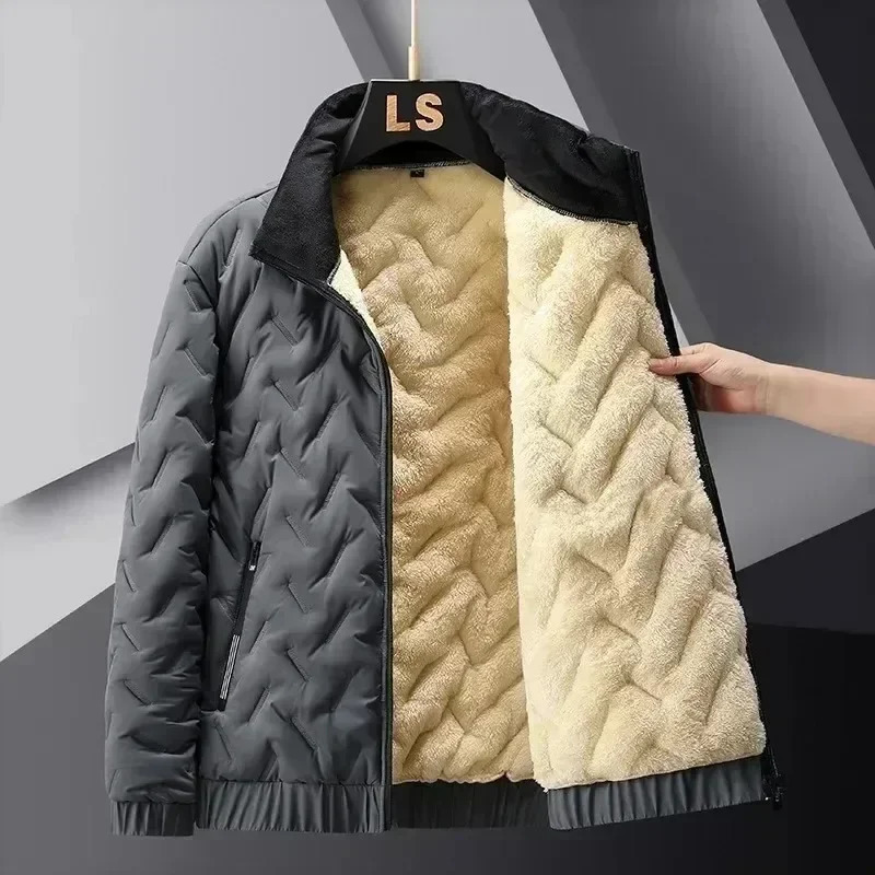 Winter Wool Fleece Jacket Men Thermal Lined Thick Warm Fleece Jacket Male Coat Turn Down Collar Parkas Korean Outerwear Jackets 241111