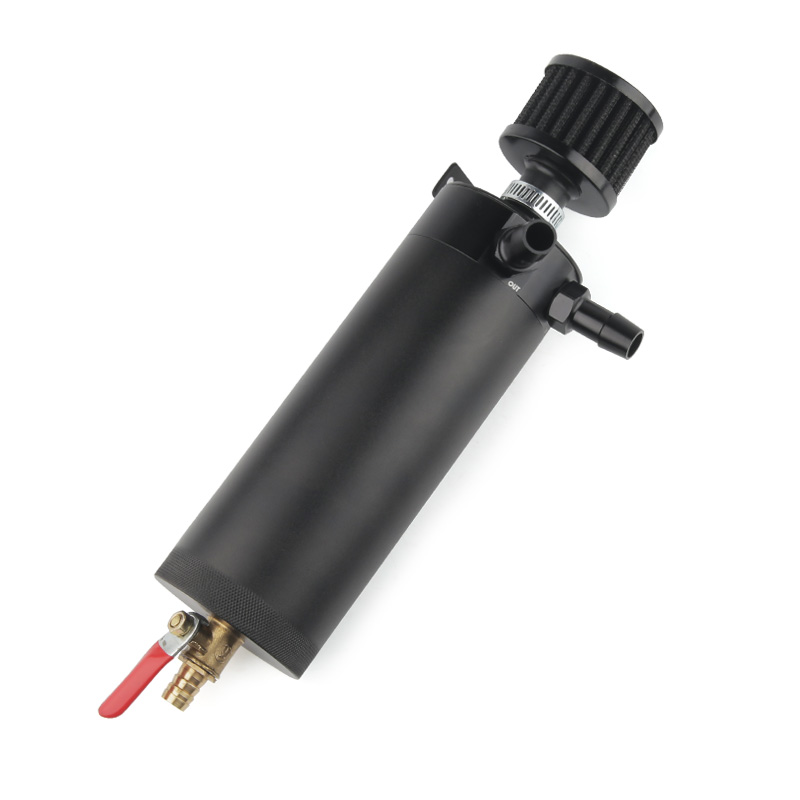 Universal Billet Aluminum Baffled 2-port New Long Catch Can Tank with Breather Filter Engine Mini Oil Separator