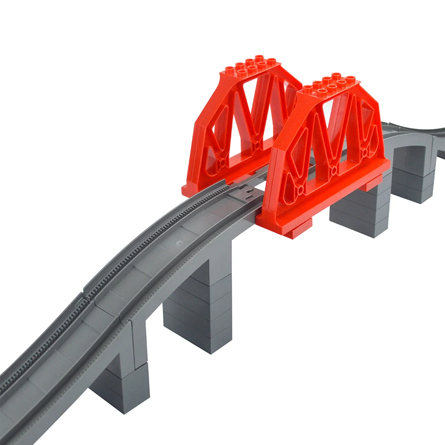 Big Size Railway Train Track Bricks Straight Curved Uphill Large Track Bridge Vehicle City Toy Building Brick Compatible Duploes