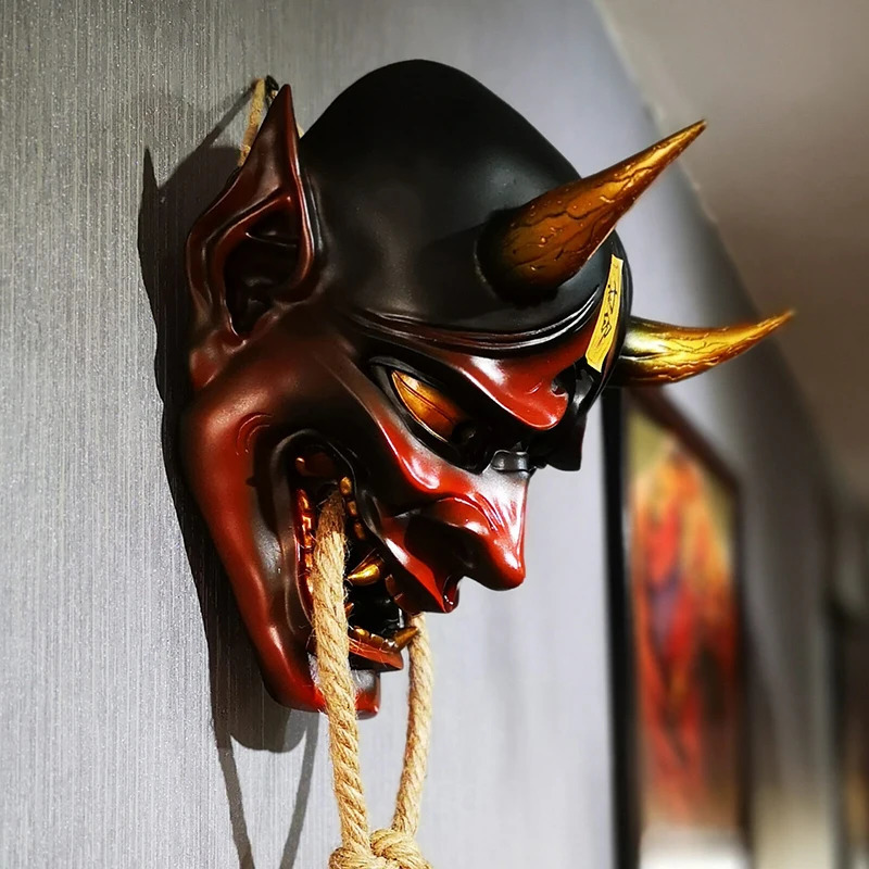 Halloween Japanese Color Bonjour Noh Kabuki Demon Hundred Ghosts Night Out Silicone Ghost Samurai Props Prom Party Mask 240328