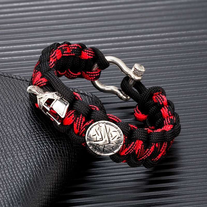 ENDN Creative Design Spartan Warrior Helmet Horseshoe Buckle Survival Vikings Accessories Handmade Paracord Bracelet